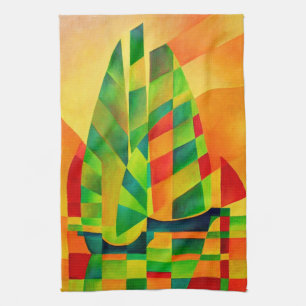 Paño De Cocina Juntas chinas, atardecer, velas y sombras negritas