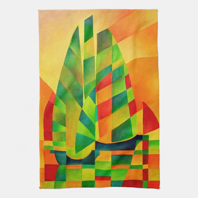 Paño De Cocina Juntas chinas, atardecer, velas y sombras negritas (Vertical)