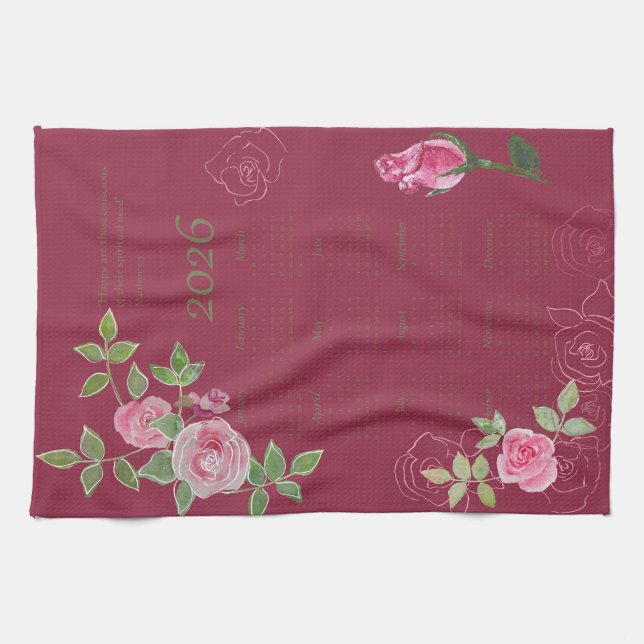 Paño De Cocina JW year text customize with calendar  (Horizontal)