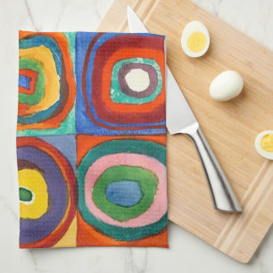Paño De Cocina Kandinsky - Cuadrados con Círculos Concéntricos
