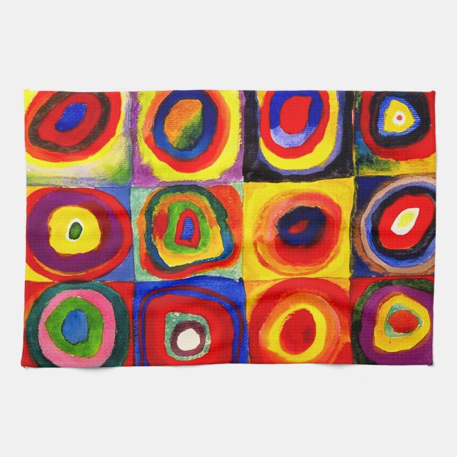 Paño De Cocina Kandinsky Farbstudie Quadrate Squares Círculos Art (Horizontal)