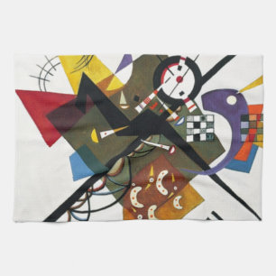 Paño De Cocina Kandinsky Sobre La Pintura De Dos Abstractos Blanc