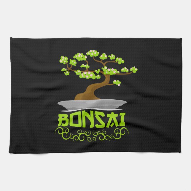 Paño De Cocina Kanji japonés árbol bonsai (Horizontal)