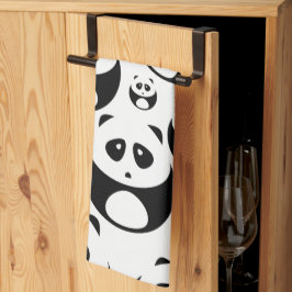 Paño De Cocina Kawaii Black and White Panda Pattern