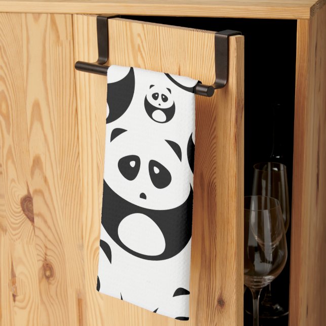 Paño De Cocina Kawaii Black and White Panda Pattern (Pliegue de tercios)