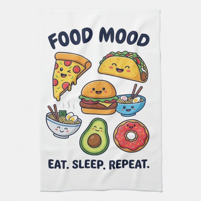 Paño De Cocina Kawaii Fast Food Mood Patterns (Vertical)