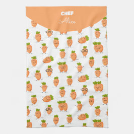 Paño De Cocina Kawaii pattern of fun carrots