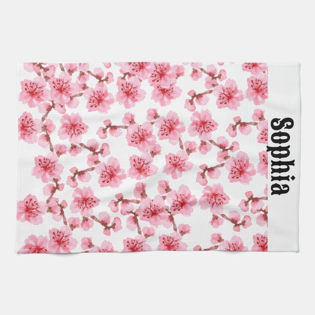 Paño De Cocina kawaii pink cherry blossoms (Horizontal)