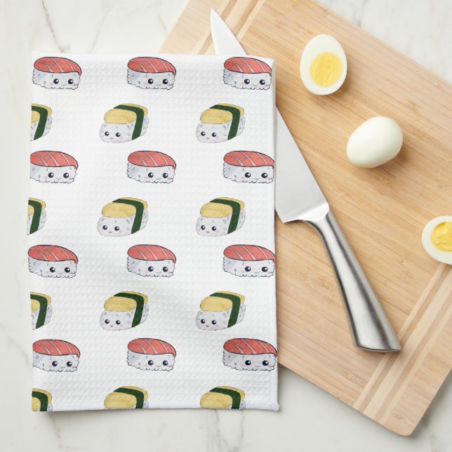Paño De Cocina Kawaii suhi dulce personaje de arte culinario japo (Doblado Cuarto)