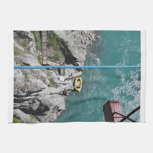 Paño De Cocina Kawarau Bridge Bungy POV, Queenstown, Nueva Zeland (Horizontal)