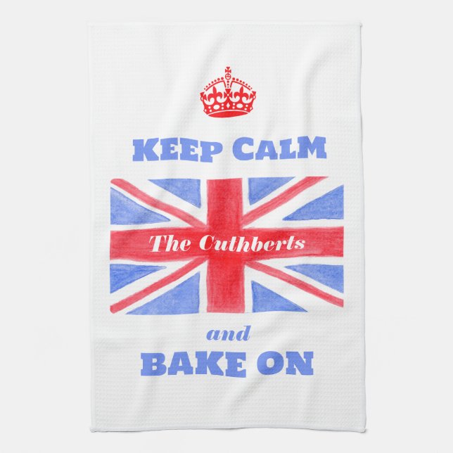 Paño De Cocina Keep Calm Bake On Union Jack British Flag  (Vertical)