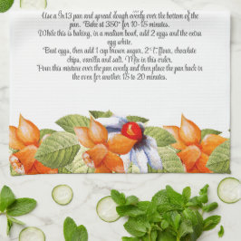 Paño De Cocina Keepsake Recipe Gift Watercolor Flores Brillantes