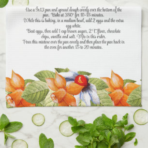 Paño De Cocina Keepsake Recipe Gift Watercolor Flores Brillantes