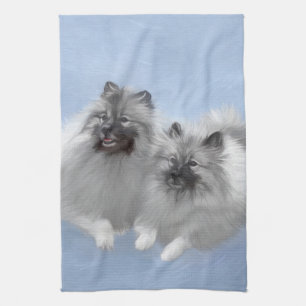 Paño De Cocina Keeshond Pair de Kees pintura animal original