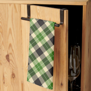 Paño De Cocina Kelly Green y Black Tartan Plaid
