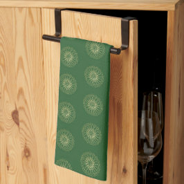 Paño De Cocina Kelly Verde | Medallones de Flor de Zinnia Dorada