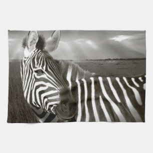 Paño De Cocina Kenia. Negro y blanco de cebra y liso.