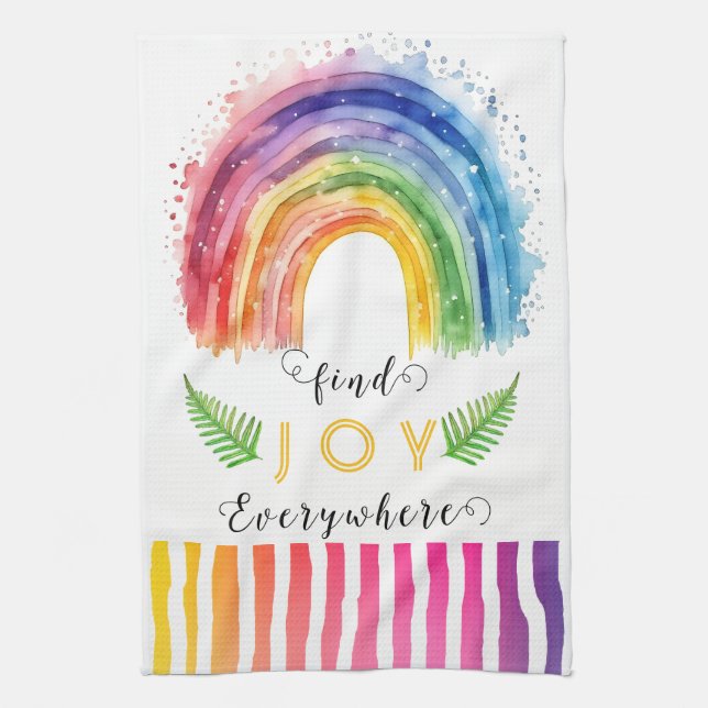 Paño De Cocina KHSWatercolor Whimsical Boho Rainbow Kitchen Toall (Vertical)