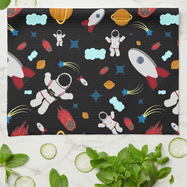 Paño De Cocina Kid's Outer Space & Astronaut Pattern (Doblado)