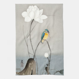 Paño De Cocina Kingfisher con Flor Lotus - Ohara Koson - 
