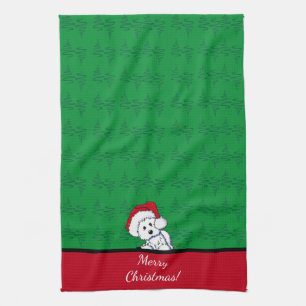 Paño De Cocina KiniArt Santa Baby Westie Navidad