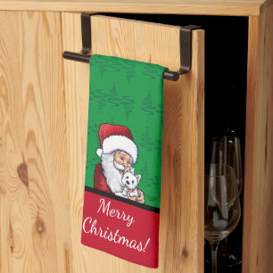 Paño De Cocina KiniArt Santa Westie Navidad