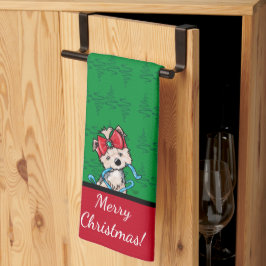 Paño De Cocina KiniArt Yorkie Terrier Navidad