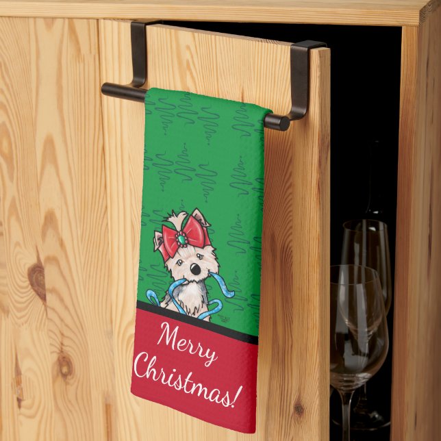 Paño De Cocina KiniArt Yorkie Terrier Navidad (Pliegue de tercios)