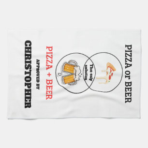Paño De Cocina Kitc de diagrama de Venn de pizza y cerveza divert
