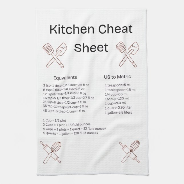 Paño De Cocina Kitchen Cheat Sheet Towel (Vertical)