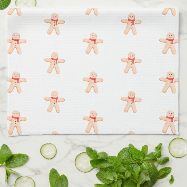 Paño De Cocina Kitchen Towel - Christmas Gingerbread Man Pattern (Doblado)