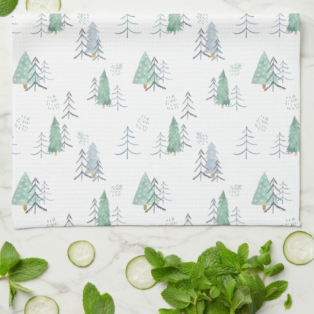 Paño De Cocina Kitchen Towel - Christmas Trees Pattern (Doblado)