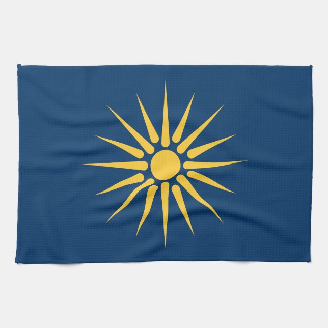 Paño De Cocina Kitchen towel with Flag of Macedonia, Greece (Horizontal)