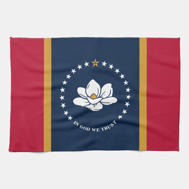 Paño De Cocina Kitchen towel with Flag of Mississippi State, USA (Horizontal)