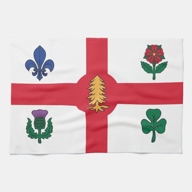 Paño De Cocina Kitchen towel with Flag of Montreal, Canada (Horizontal)
