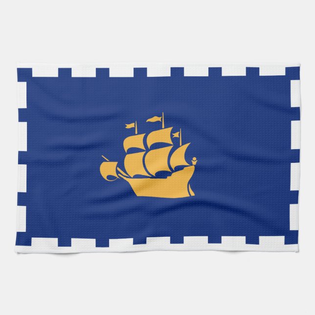 Paño De Cocina Kitchen towel with Flag of Quebec City, Canada (Horizontal)