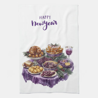 Paño De Cocina Kitchen Towels-Happy New Year Kitchen Towels