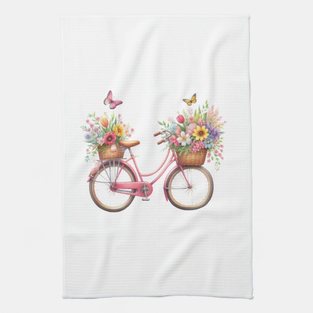 Paño De Cocina Kitchen Towels-Hello Spring Floral Kitchen Towels (Vertical)