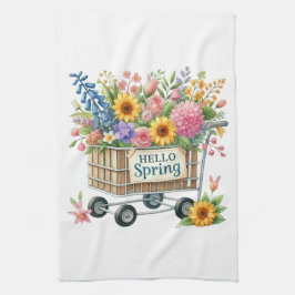 Paño De Cocina Kitchen Towels-Hello Spring Floral Kitchen Towels