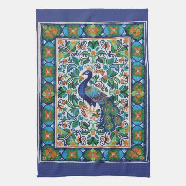 Paño De Cocina Kitchen Towels - Peacock (Vertical)