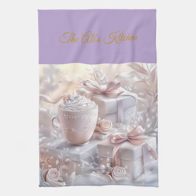 Paño De Cocina Kitchen Towels-Personalized Victorian Christmas  (Vertical)