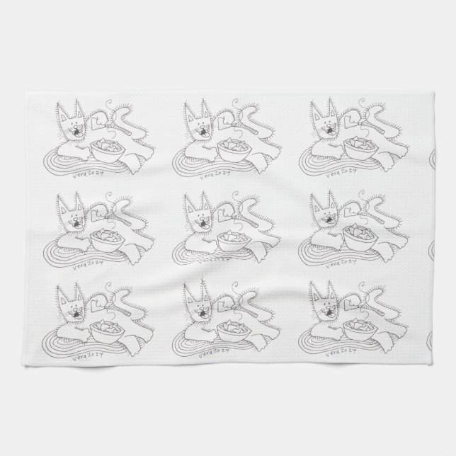 Paño De Cocina Kitsu Kitsa Cat Perogies Ucranianos (Horizontal)