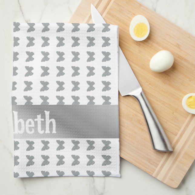 Paño De Cocina kittchen de mariposa de plata (Doblado Cuarto)