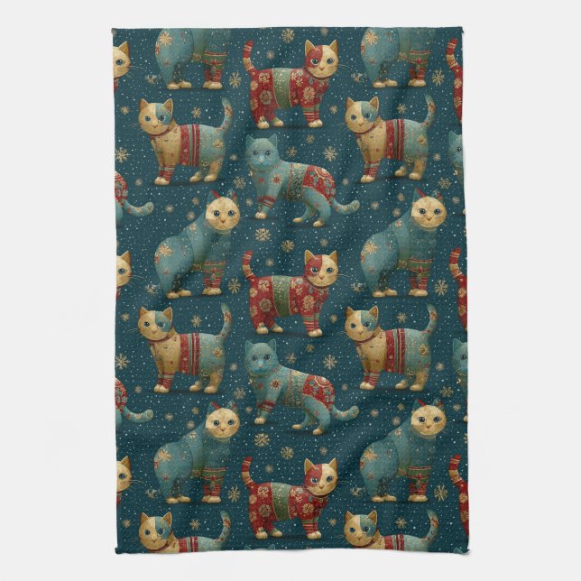 Paño De Cocina Kittens In Christmas Sweaters  (Vertical)