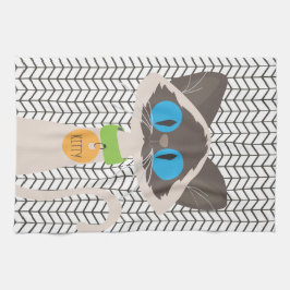 Paño De Cocina Kitty personalizada para siameses de gato