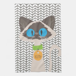 Paño De Cocina Kitty personalizada para siameses de gato