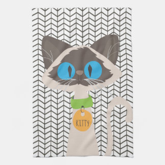 Paño De Cocina Kitty personalizada para siameses de gato