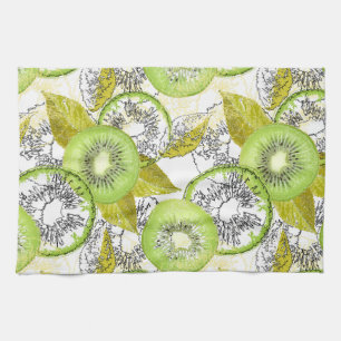 Paño De Cocina Kiwi, frugal, verde y blanco, fresco, jugoso, blan