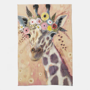 Paño De Cocina Klimt Giraffe   Adornadas En Flores