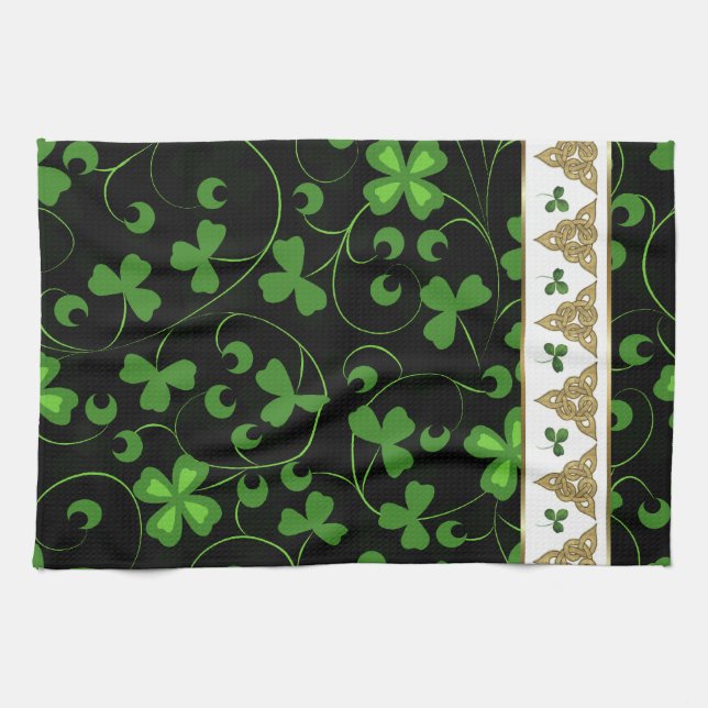 Paño De Cocina Knotwork irlandés negro (Horizontal)
